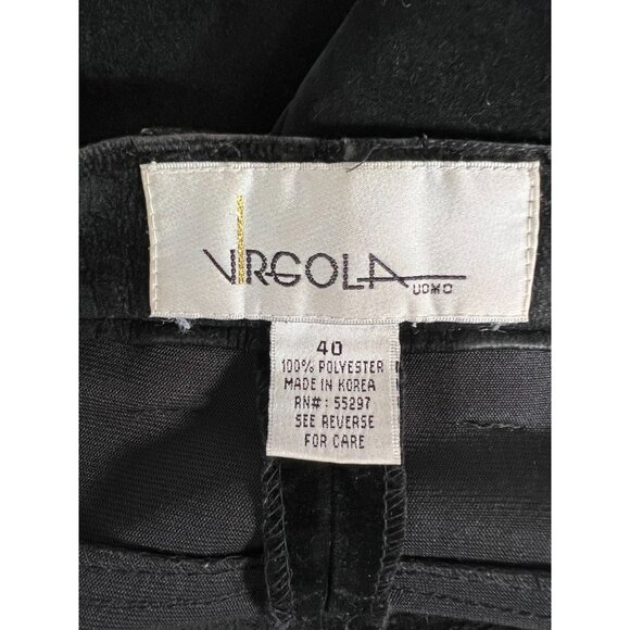 Black faux suede Pants By Virgola Uomo 40 100% Polyester Made In Korea - Picture 4 of 16